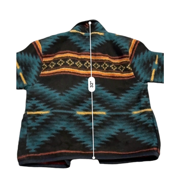 Vintage 80s Yumaland Women’s Aztec Fleece with Shoulder Pads Belt Sz L​​​​ - Picture 5 of 7